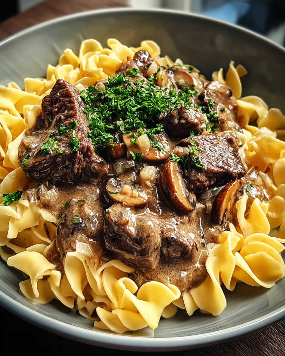 Beef Stroganoff with Egg Noodles