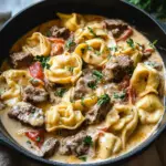 Cheesesteak Tortellini in Creamy Provolone Sauce