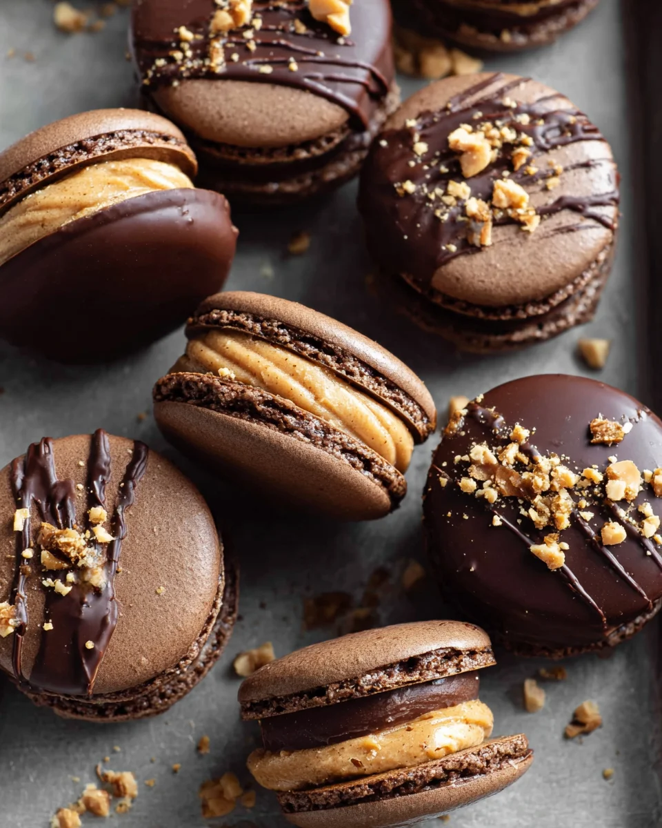 Chocolate Peanut Butter Macarons