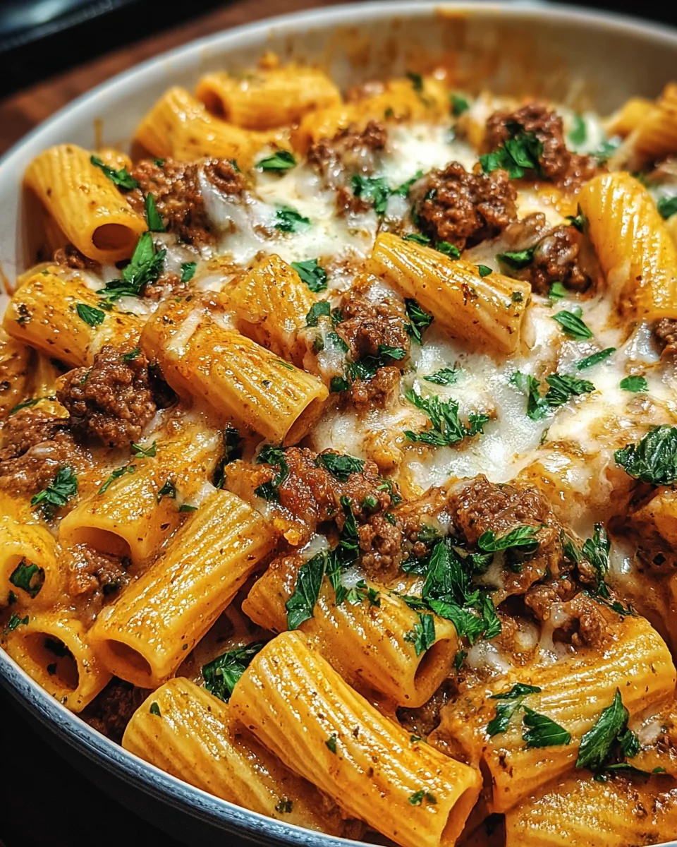 Creamy Parmesan Beef Rigatoni