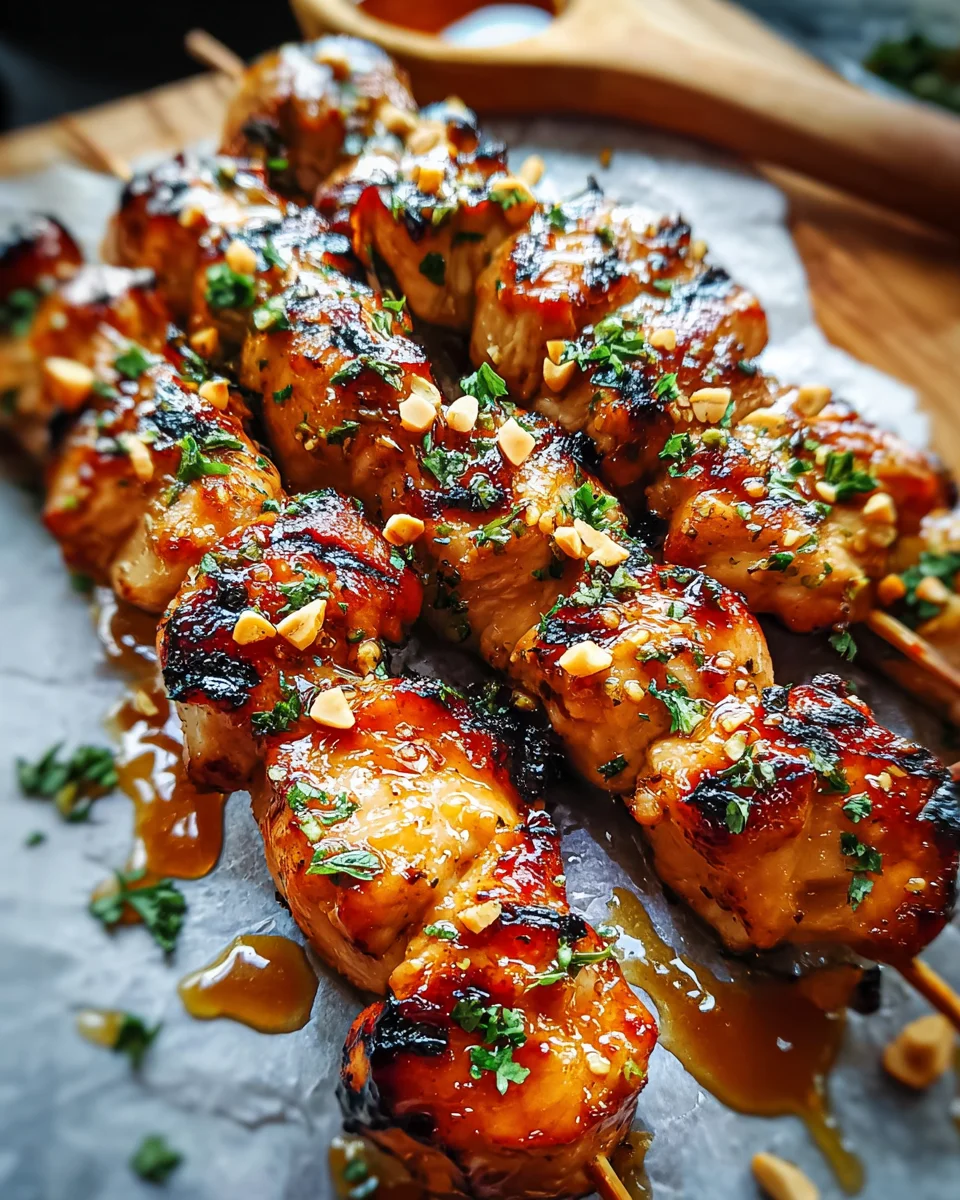 Easy Grilled Asian Chicken Skewers with Honey Garlic Sauce