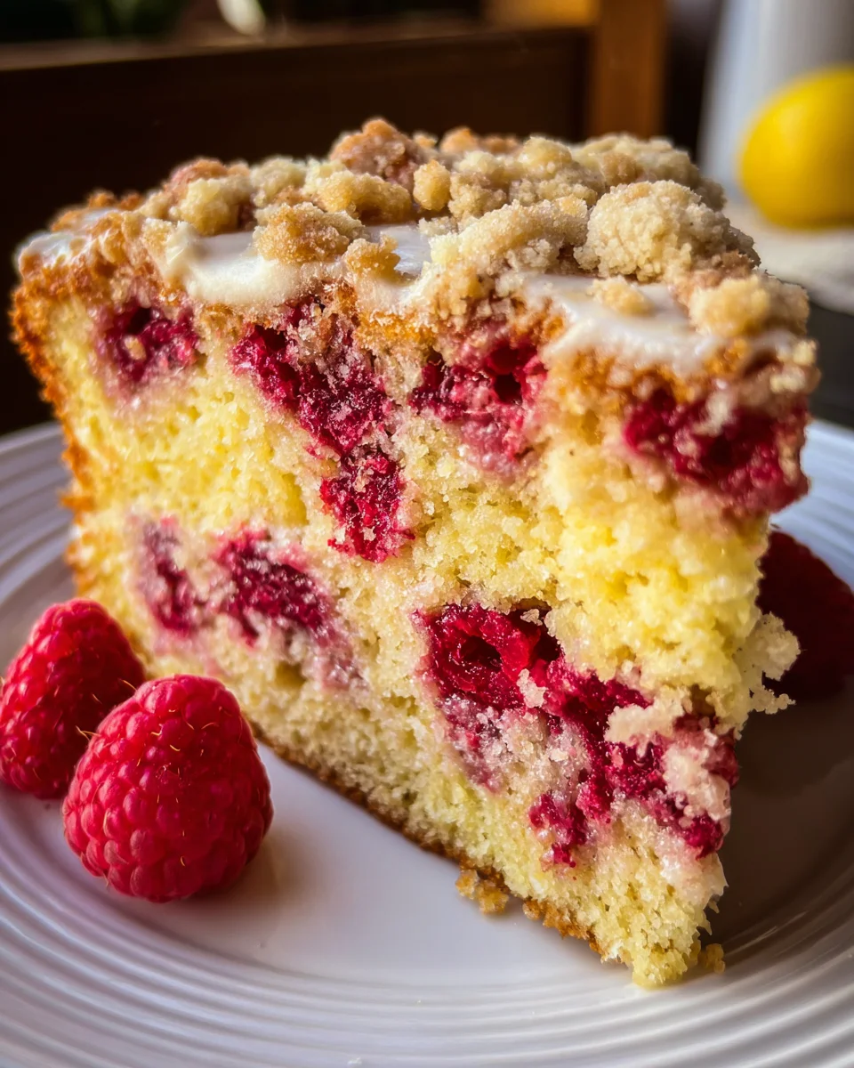 Easy Lemon Raspberry Cake with Crumb Topping