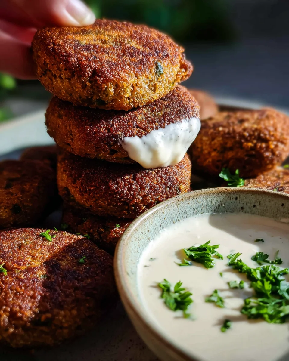 Easy Lentil Patties (with Lemon Tahini Dip)