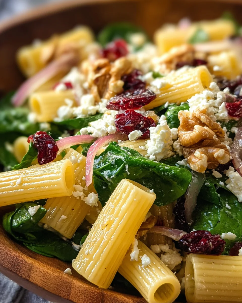 Feta & Cranberry Rigatoni Salad with Lemon Vinaigrette