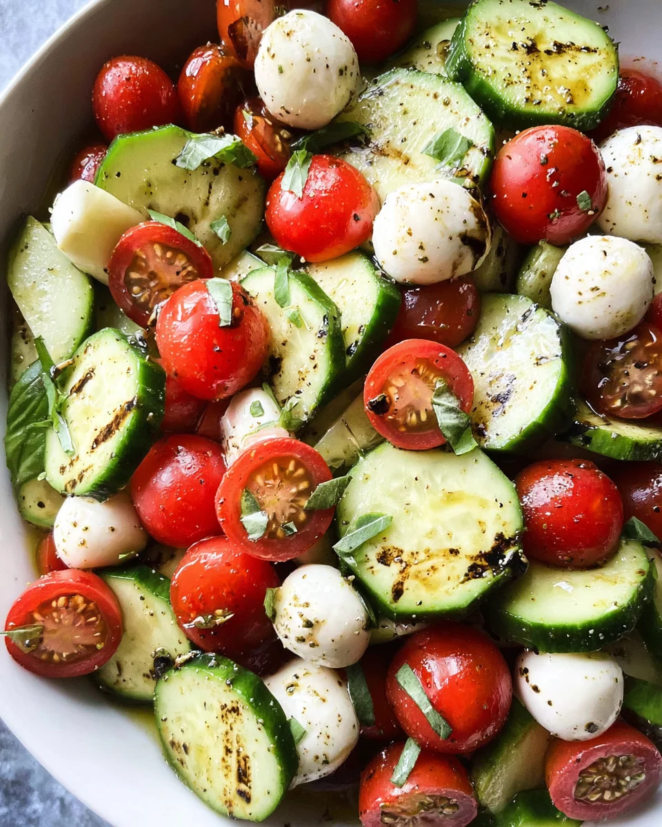 Fresh Cucumber Caprese Salad