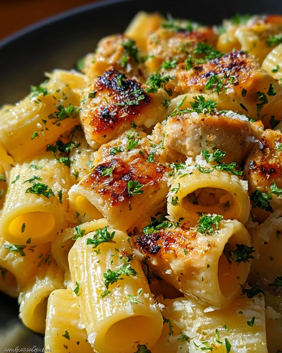 Garlic Butter Chicken with Rigatoni and Parmesan