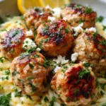 Greek Chicken Meatballs with Lemon Orzo