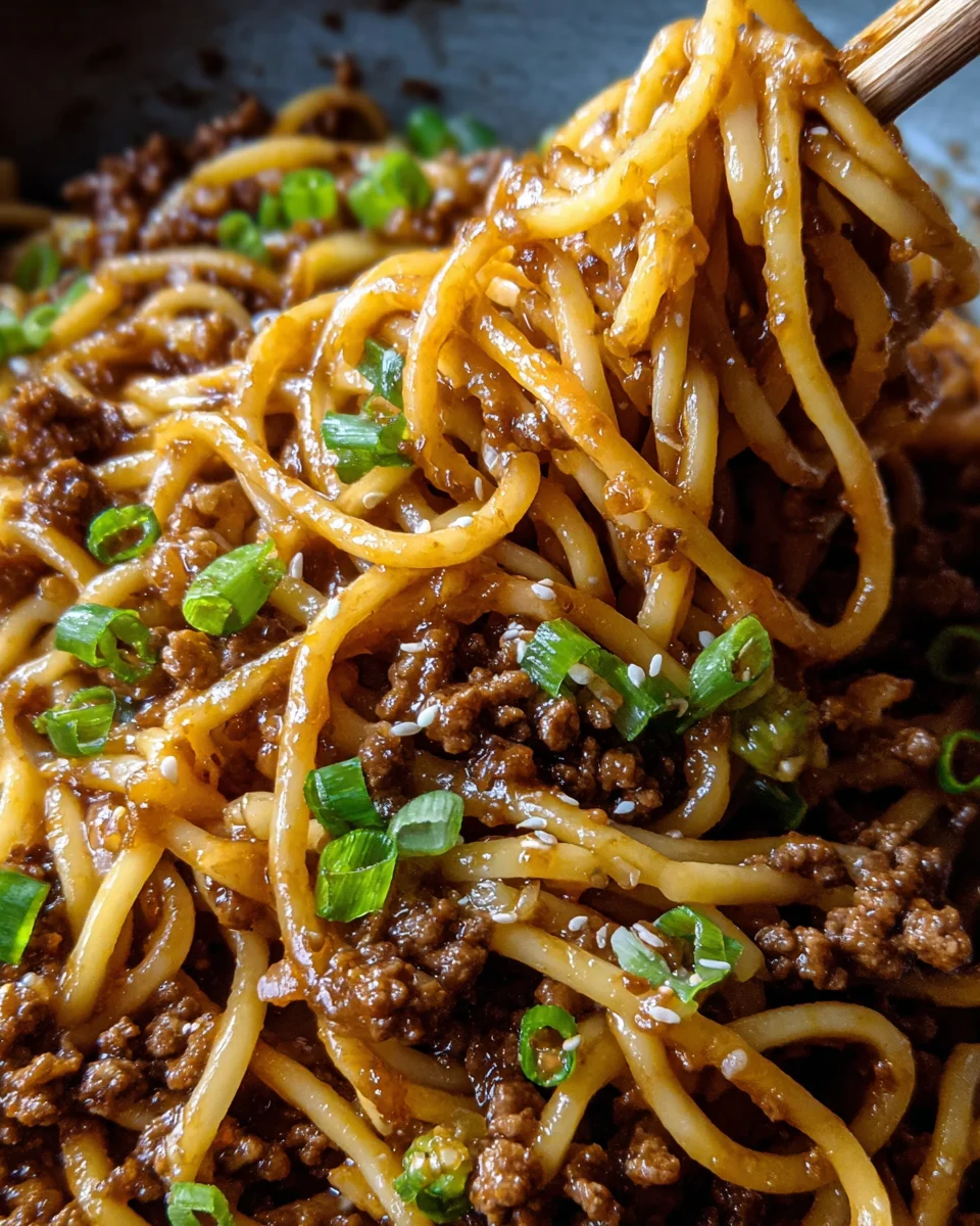 Ground Beef Mongolian Noodles