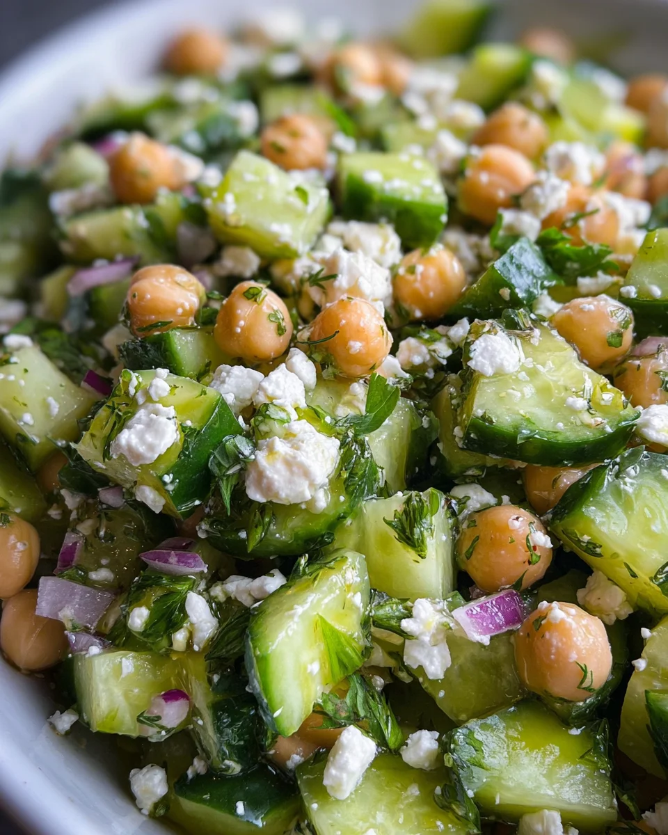 Herby Cucumber Salad with Feta and Chickpeas