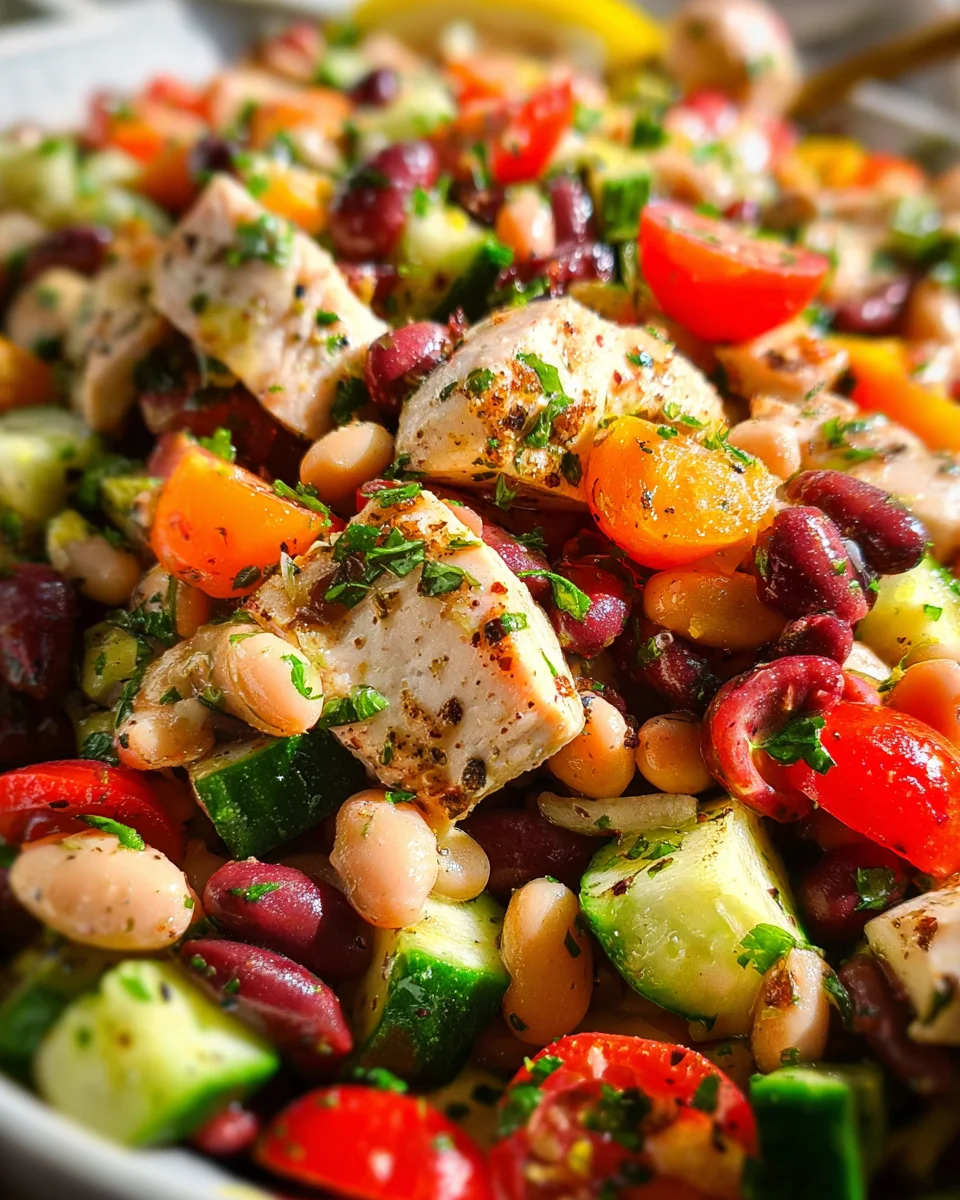 High-Protein Dense Bean Salad with Chicken