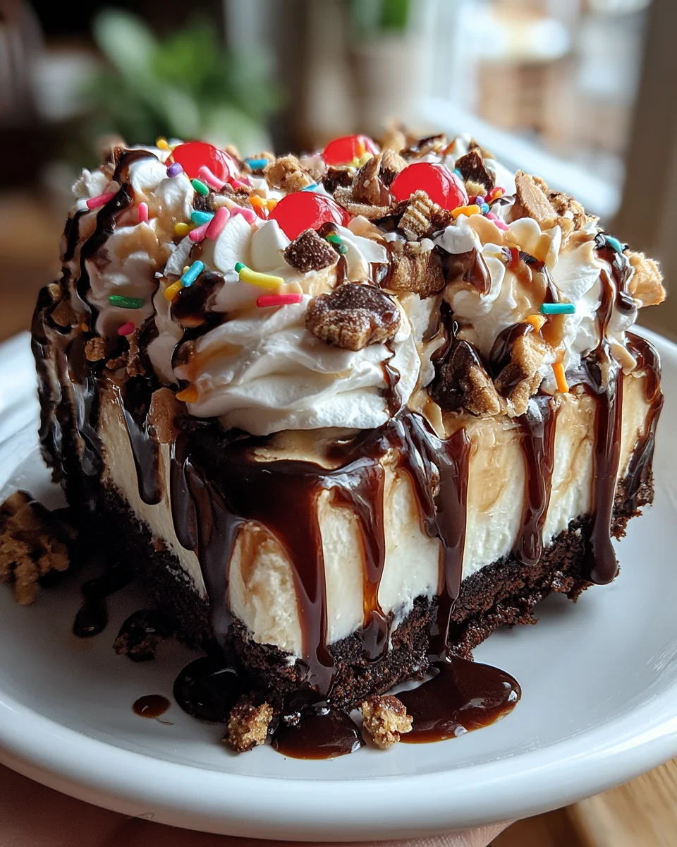 Hot Fudge Sundae Brownie Cheesecake