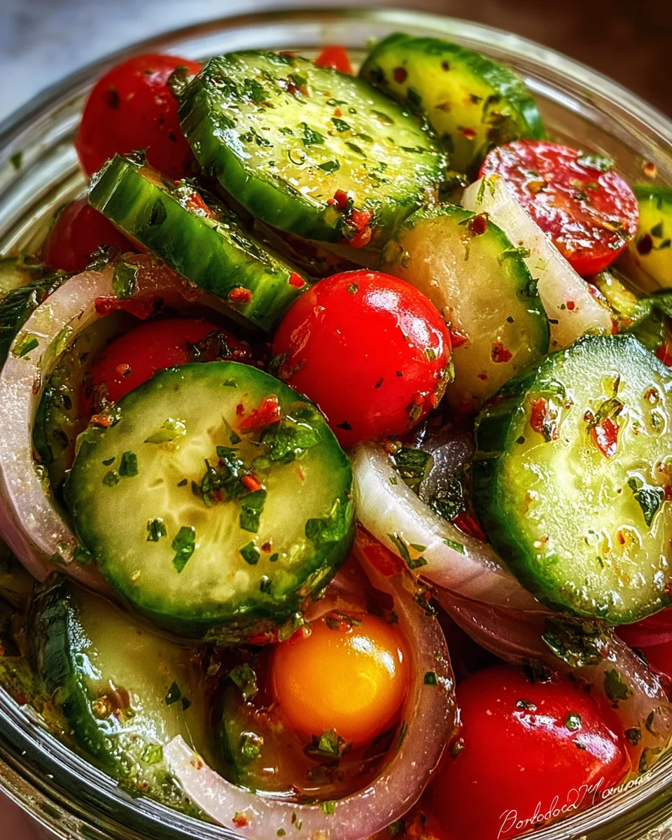 Marinated Cucumbers, Onions, and Tomatoes