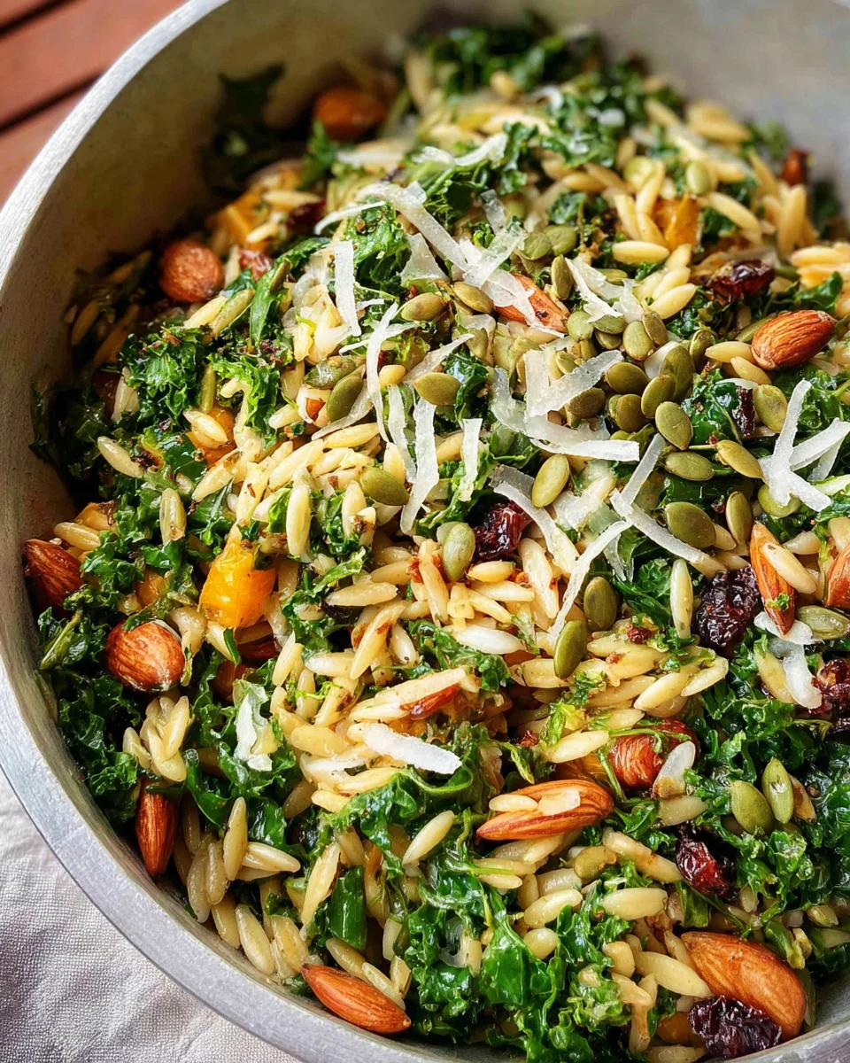 Orzo Kale Salad with Lemon Vinaigrette