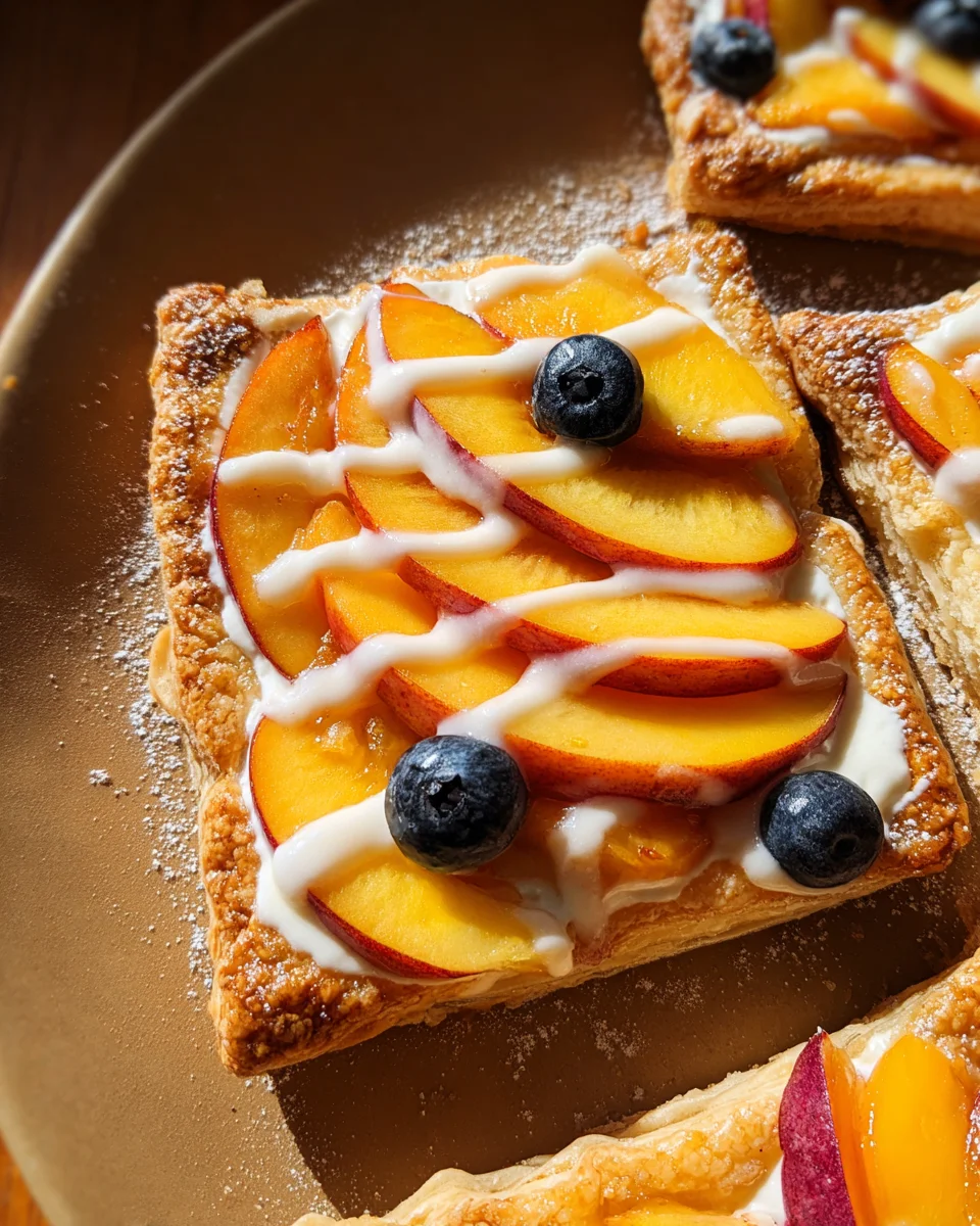 Peaches and Cream Puff Pastry Tart