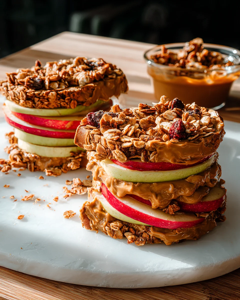 Peanut Butter Apple Sandwiches with Granola