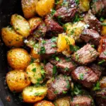 Slow Cooker Garlic Butter Beef Bites & Potatoes