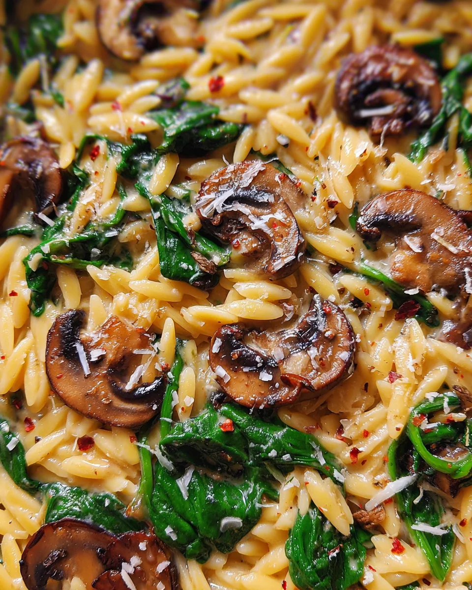 Spinach Mushroom Orzo