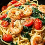 Tomato Spinach Shrimp Pasta