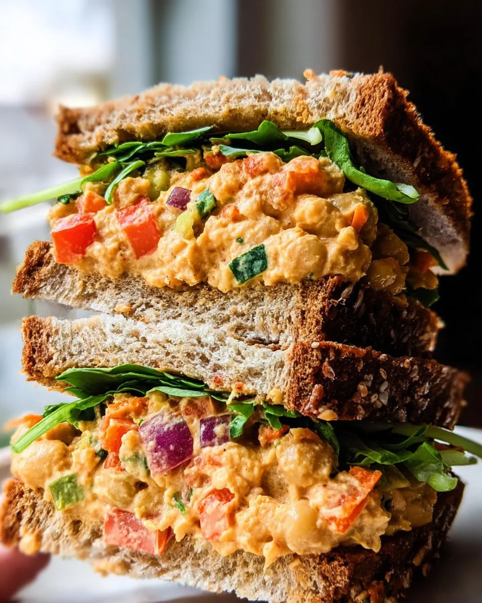 Vegan Buffalo Chickpea Salad Sandwich
