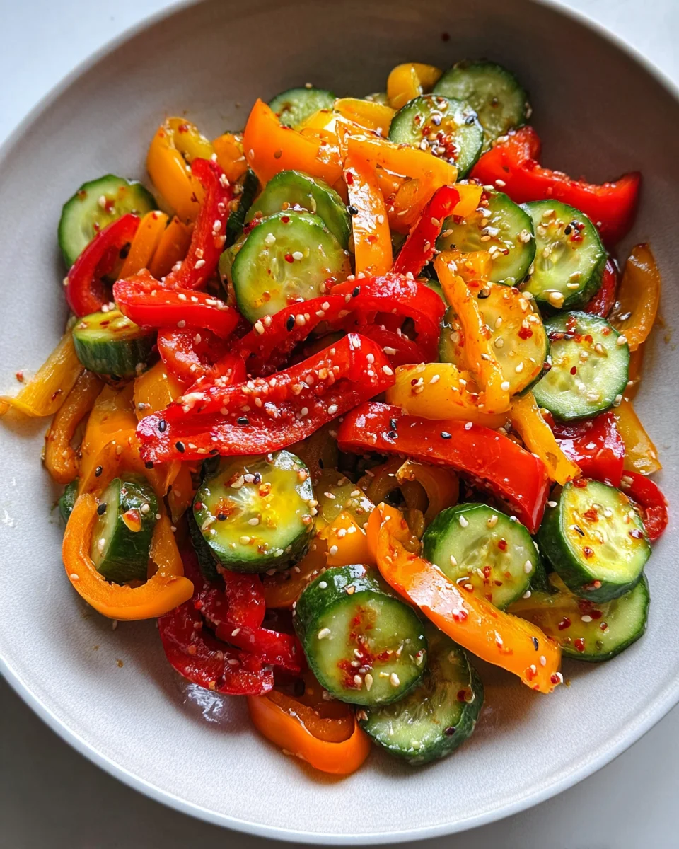 Viral TikTok Cucumber & Bell Pepper Salad