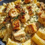 Creamy Garlic Butter Chicken and Rigatoni in Parmesan Sauce