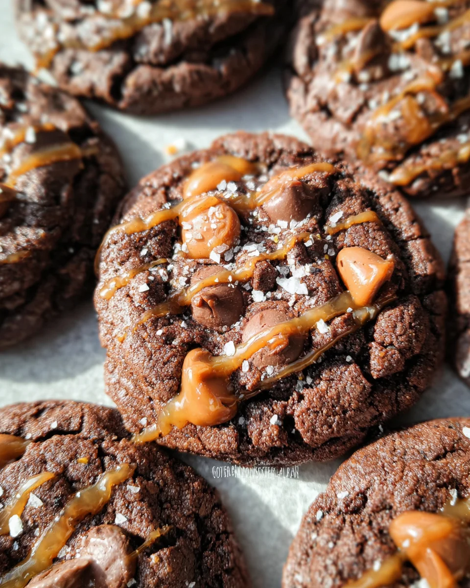 Double Chocolate Salted Caramel Cookies