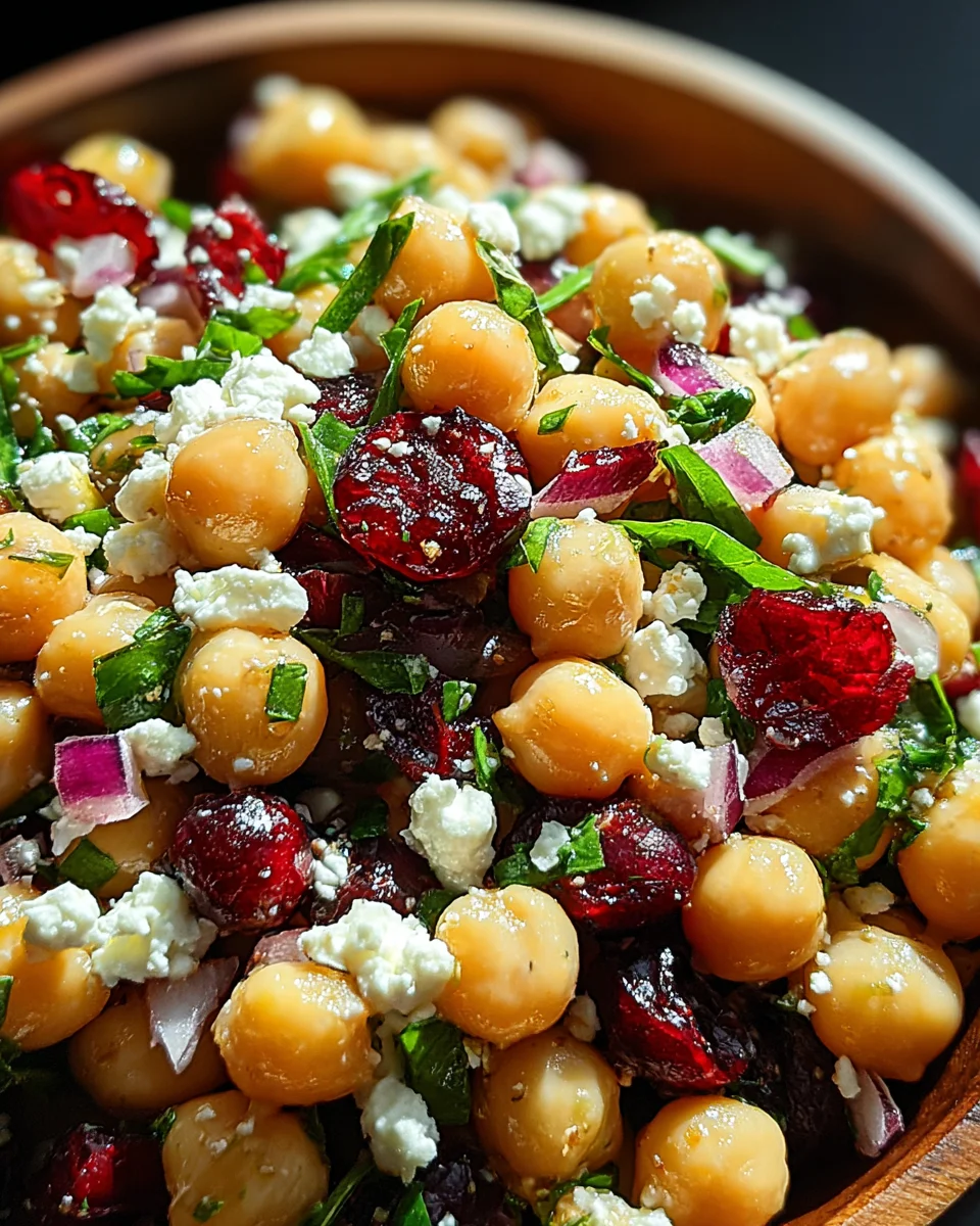 Feta & Cranberry Chickpeas with Lemon Vinaigrette