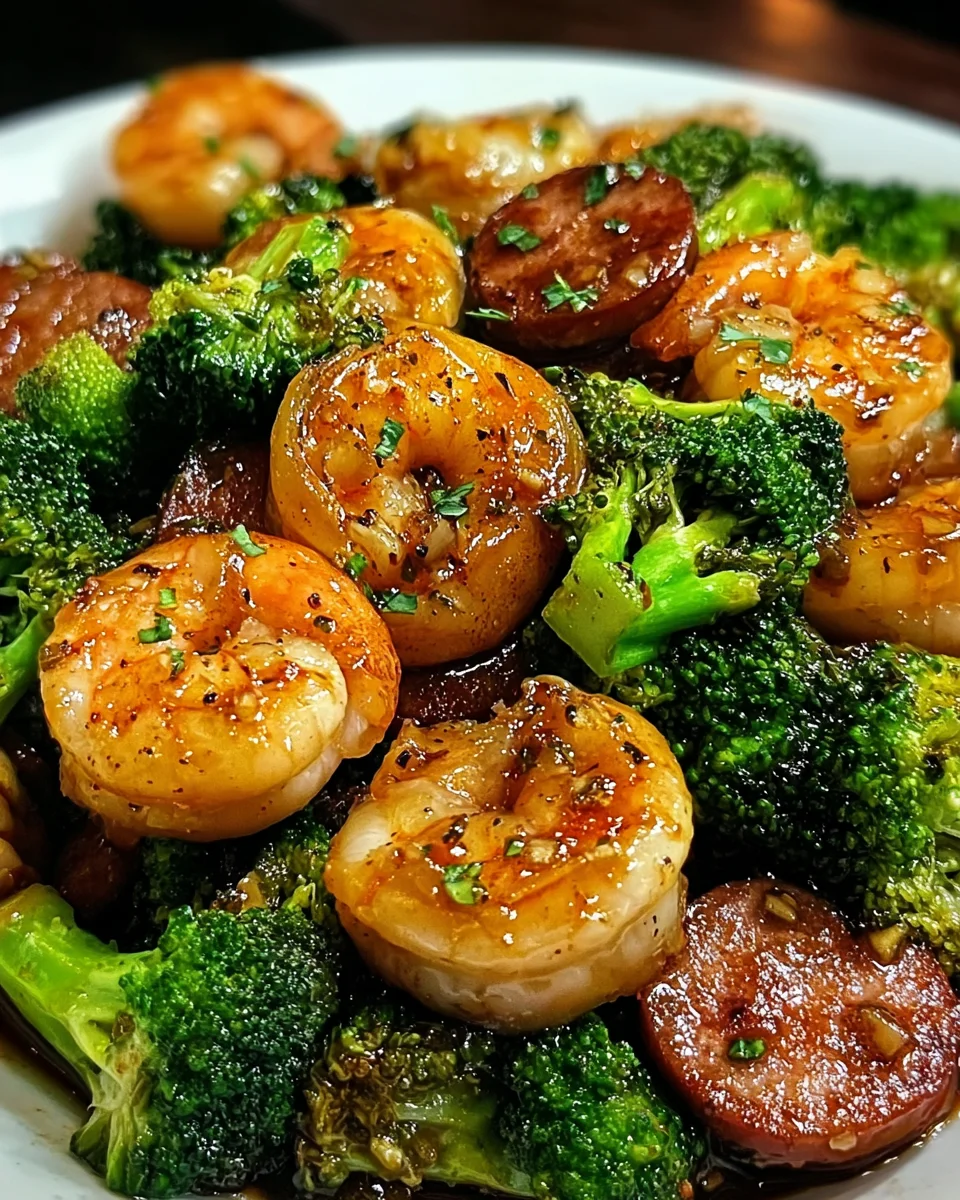 Honey Garlic Shrimp, Sausage, and Broccoli