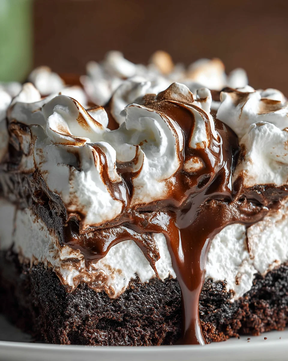 Marshmallow Chocolate Poke Cake