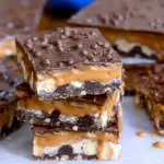No Bake Crispy Snickers Bars