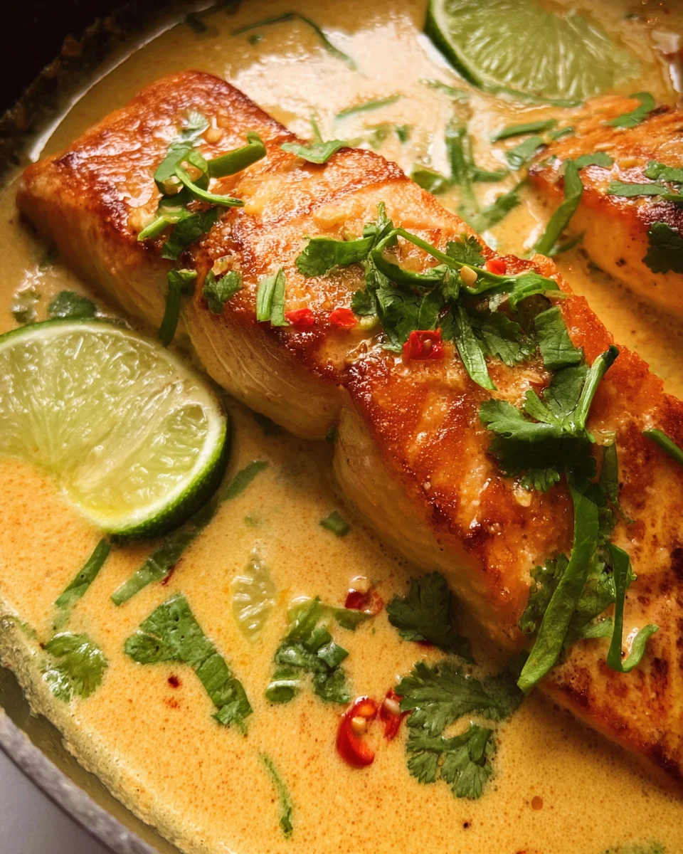 Poached Salmon in Coconut Lime Sauce