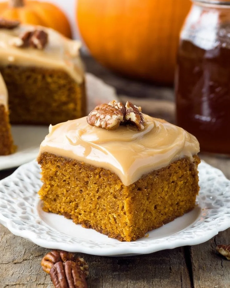 Pumpkin Cake with Caramel Cream Cheese Frosting